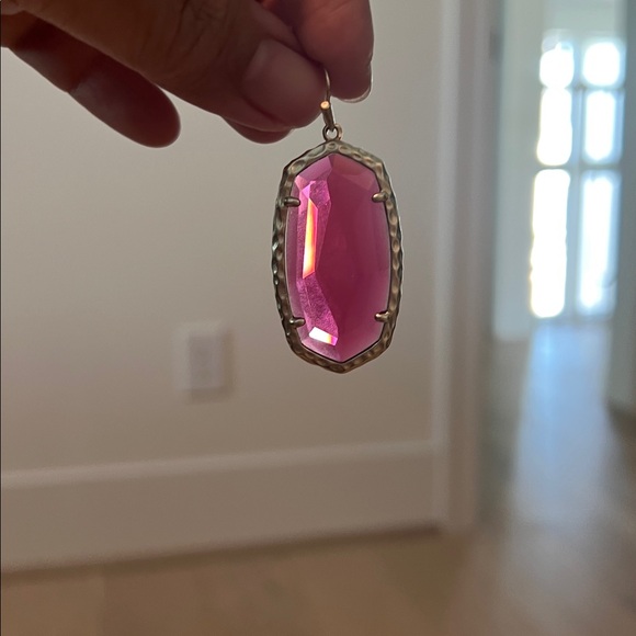 Kendra Scott Ruby Red and Gold Drop Earrings - Picture 4 of 4